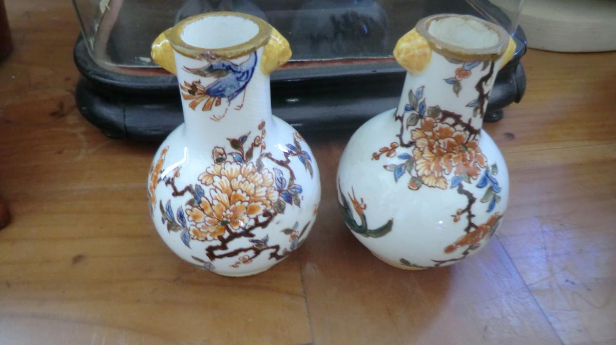 Paire De Vases En Faience De Gien 19è-photo-2