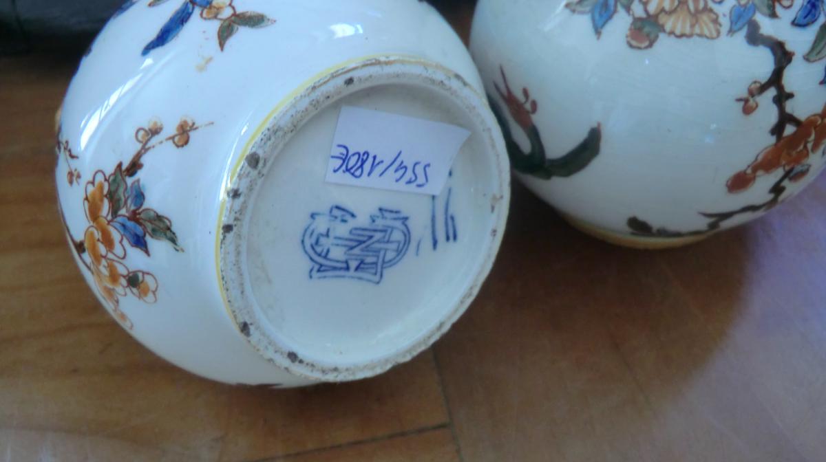 Paire De Vases En Faience De Gien 19è-photo-3