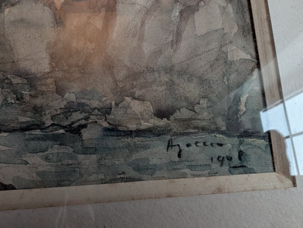 vue de la baie d'ajaccio signé vers 1920-photo-3