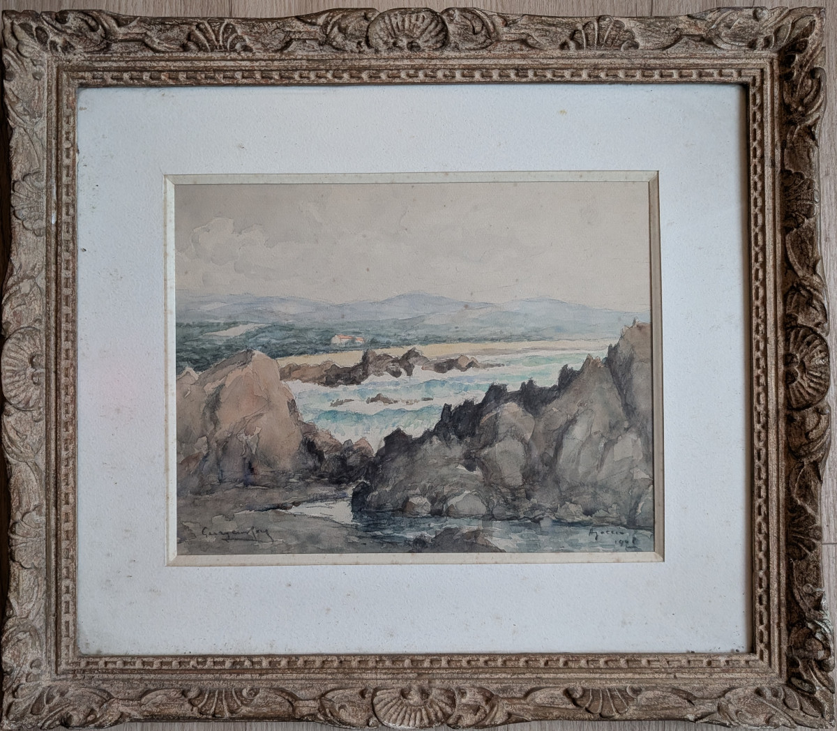 vue de la baie d'ajaccio signé vers 1920