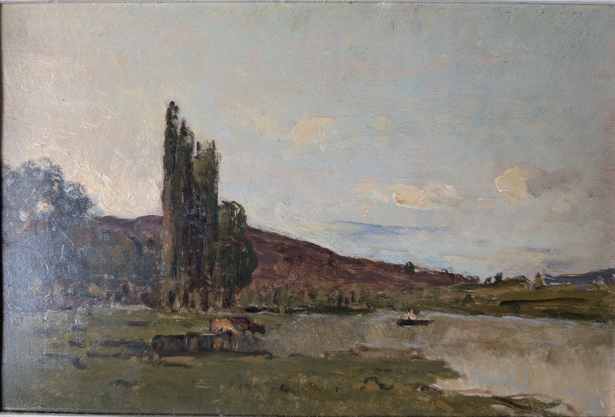 attr a karl daubigny vaches au bord de l'etang-photo-2