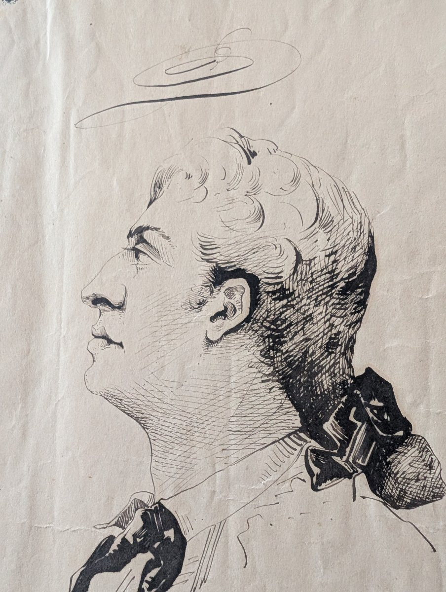 Ink Drawing Aristocrat Late 18th Century Coat Of Arms-photo-3