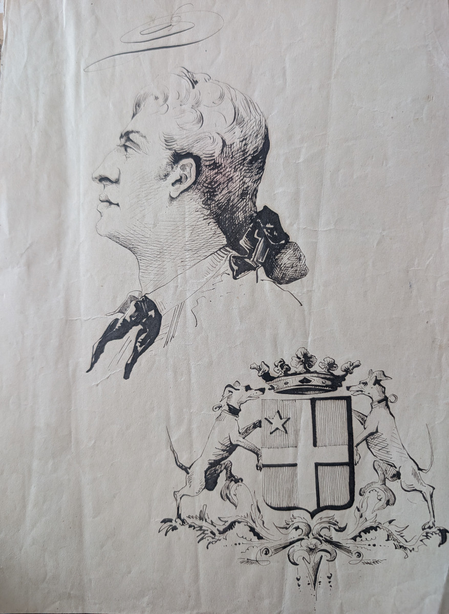 Ink Drawing Aristocrat Late 18th Century Coat Of Arms