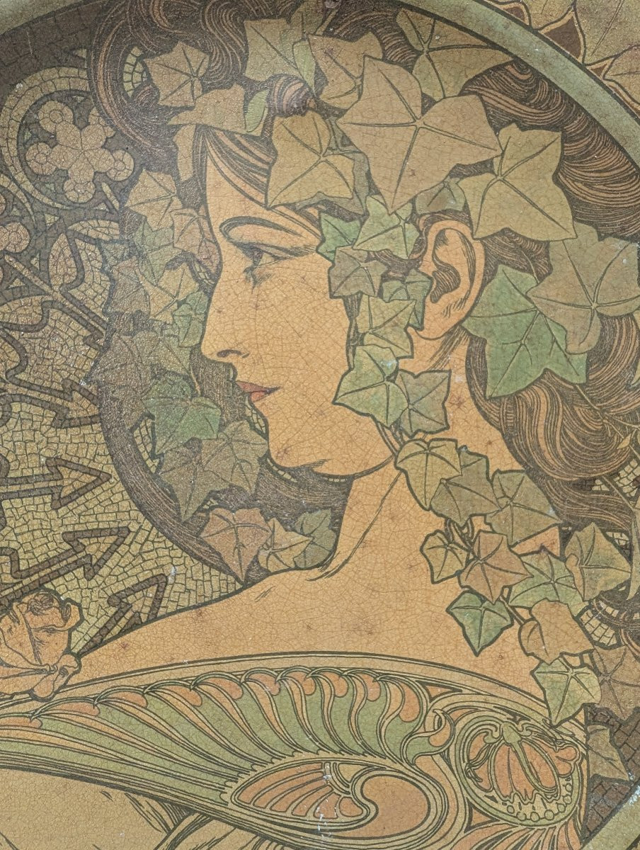 Alfons Mucha Pair Of Flat Lithographs On Metal-photo-3