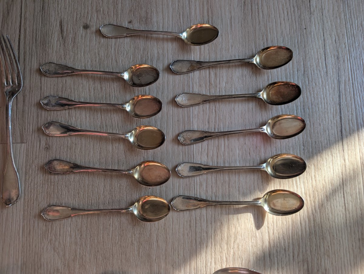 Set Of Silver And Vermeil Cutlery In The Louis XV Regence Style With Coat Of Arms-photo-3