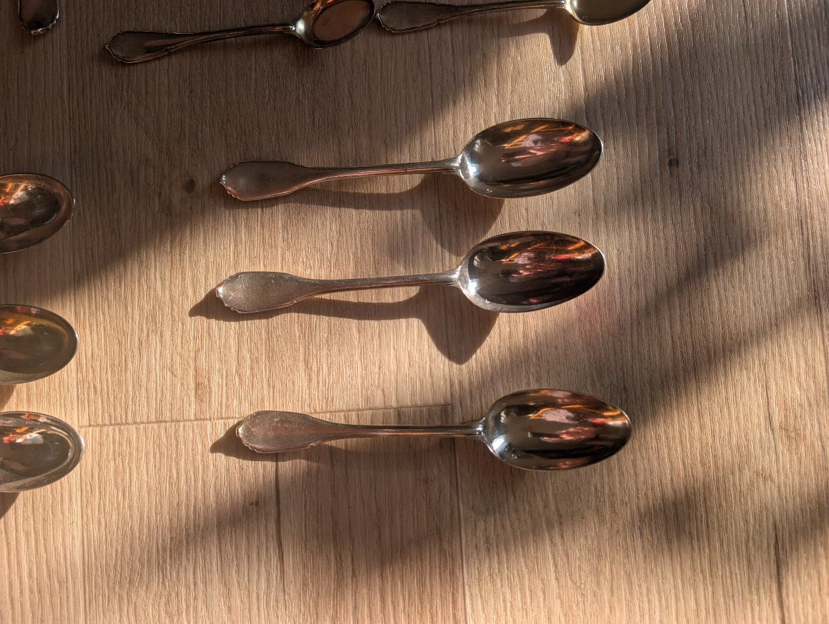 Set Of Silver And Vermeil Cutlery In The Louis XV Regence Style With Coat Of Arms-photo-4