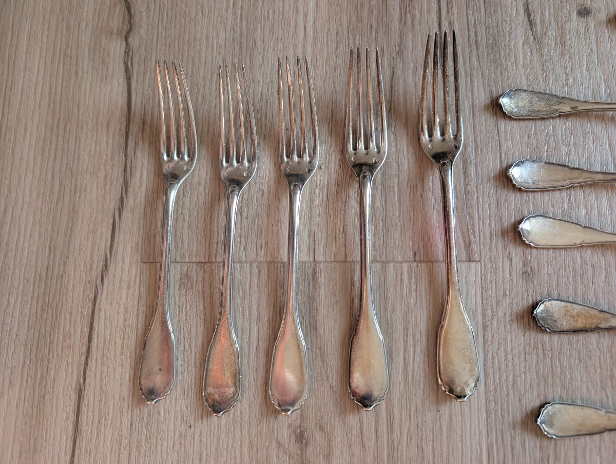 Set Of Silver And Vermeil Cutlery In The Louis XV Regence Style With Coat Of Arms-photo-6