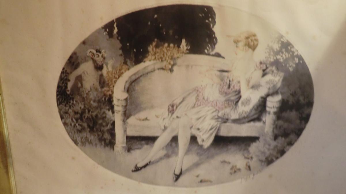 George Signed Dry Point Grellet Follower Louis Icart-photo-2