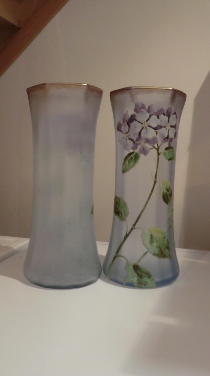 Paire De Vases Emailles Legras Decor Floral-photo-2