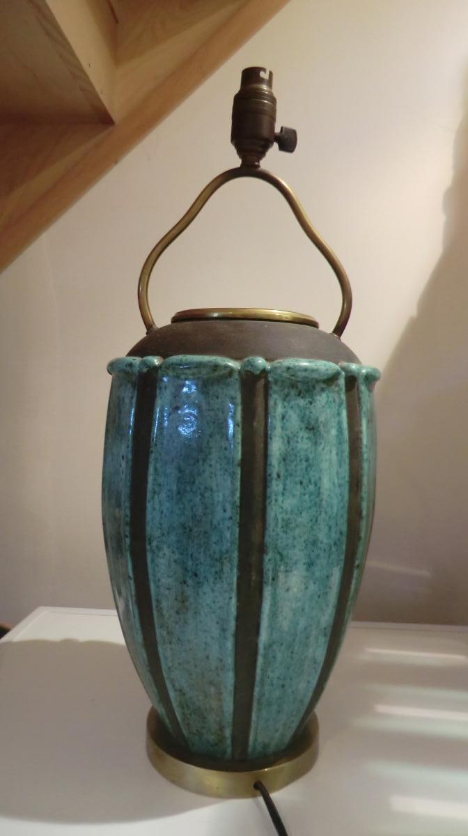 Grand Vase En Gres Art Deco Signé