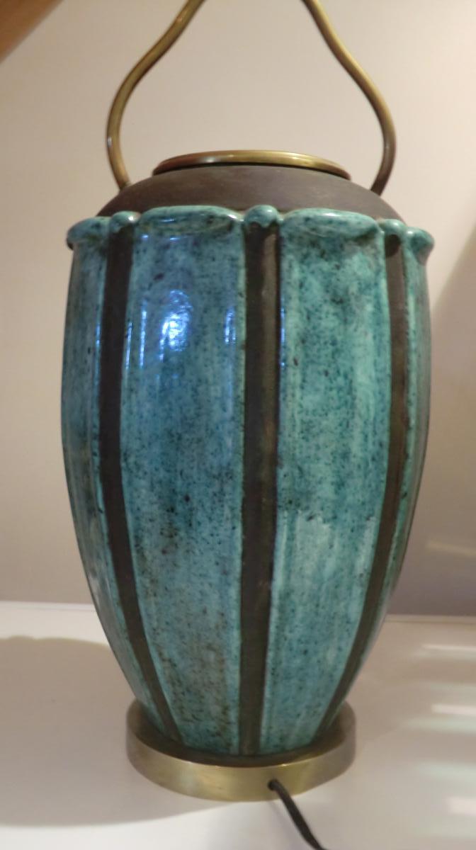 Grand Vase En Gres Art Deco Signé-photo-2