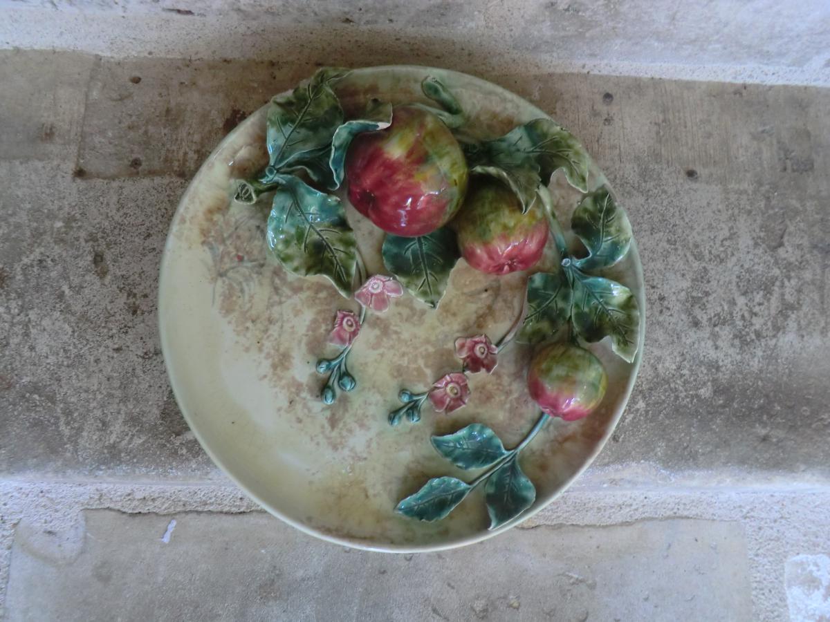 Grand Flat Barbotine De Lonchamp Decor Of Apples
