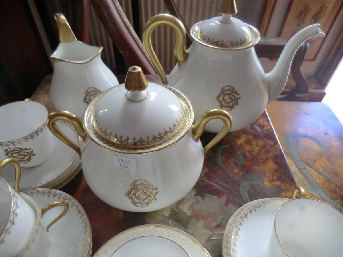 A Limoges Porcelain Coffee Service Monogram-photo-2