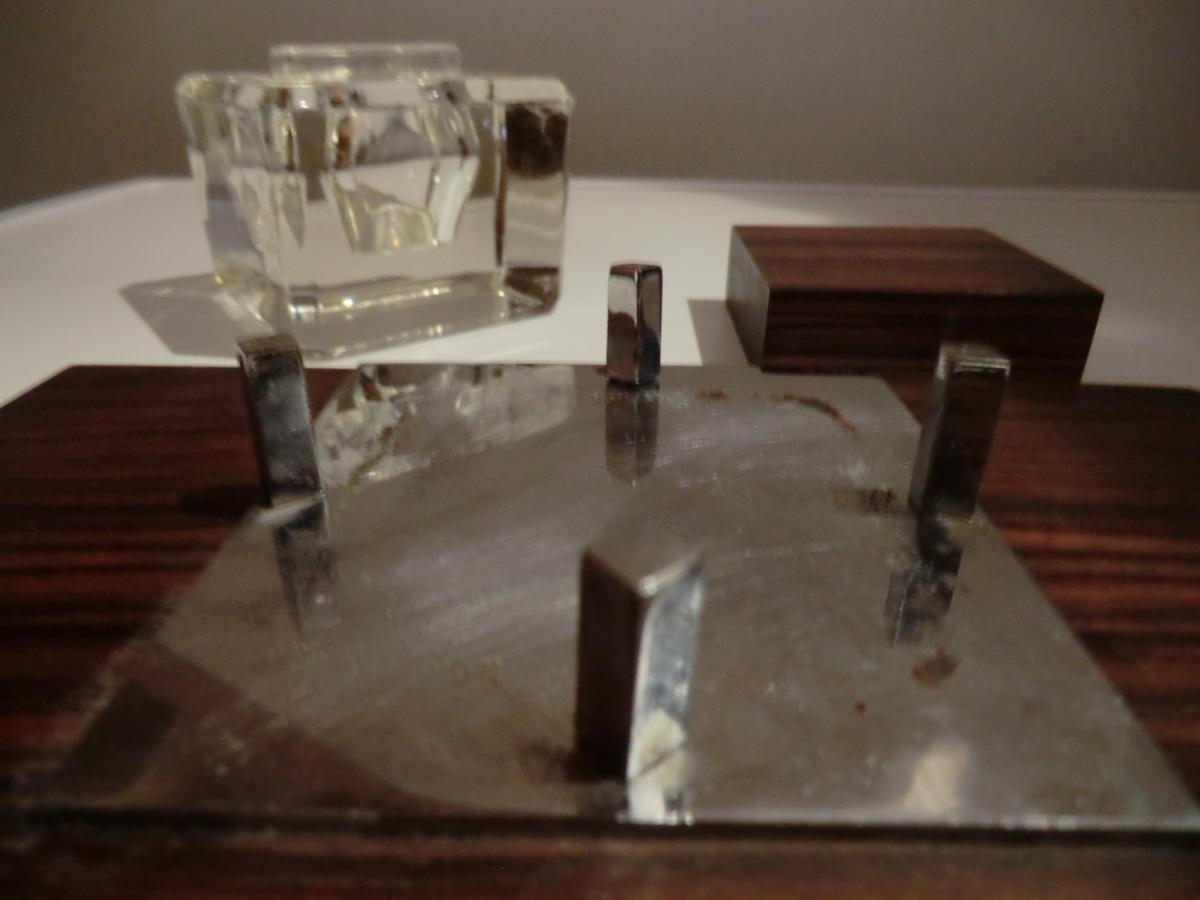 Encrier Art Deco Ebene Macassar Et Cristal-photo-3