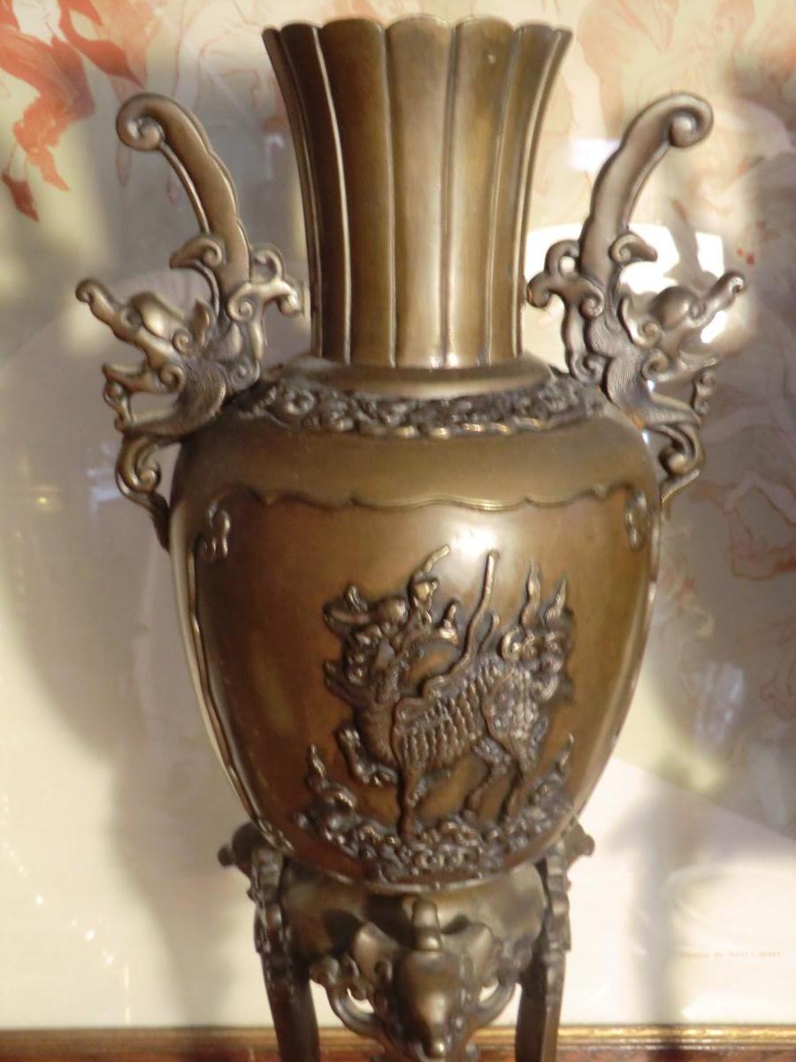 Paire De Vases Bronze Asie-photo-2