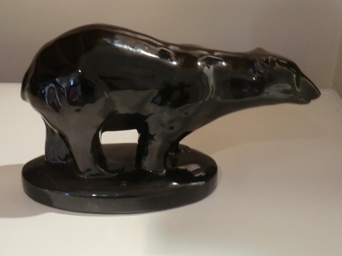 Art Deco Bear In Cracked Faience