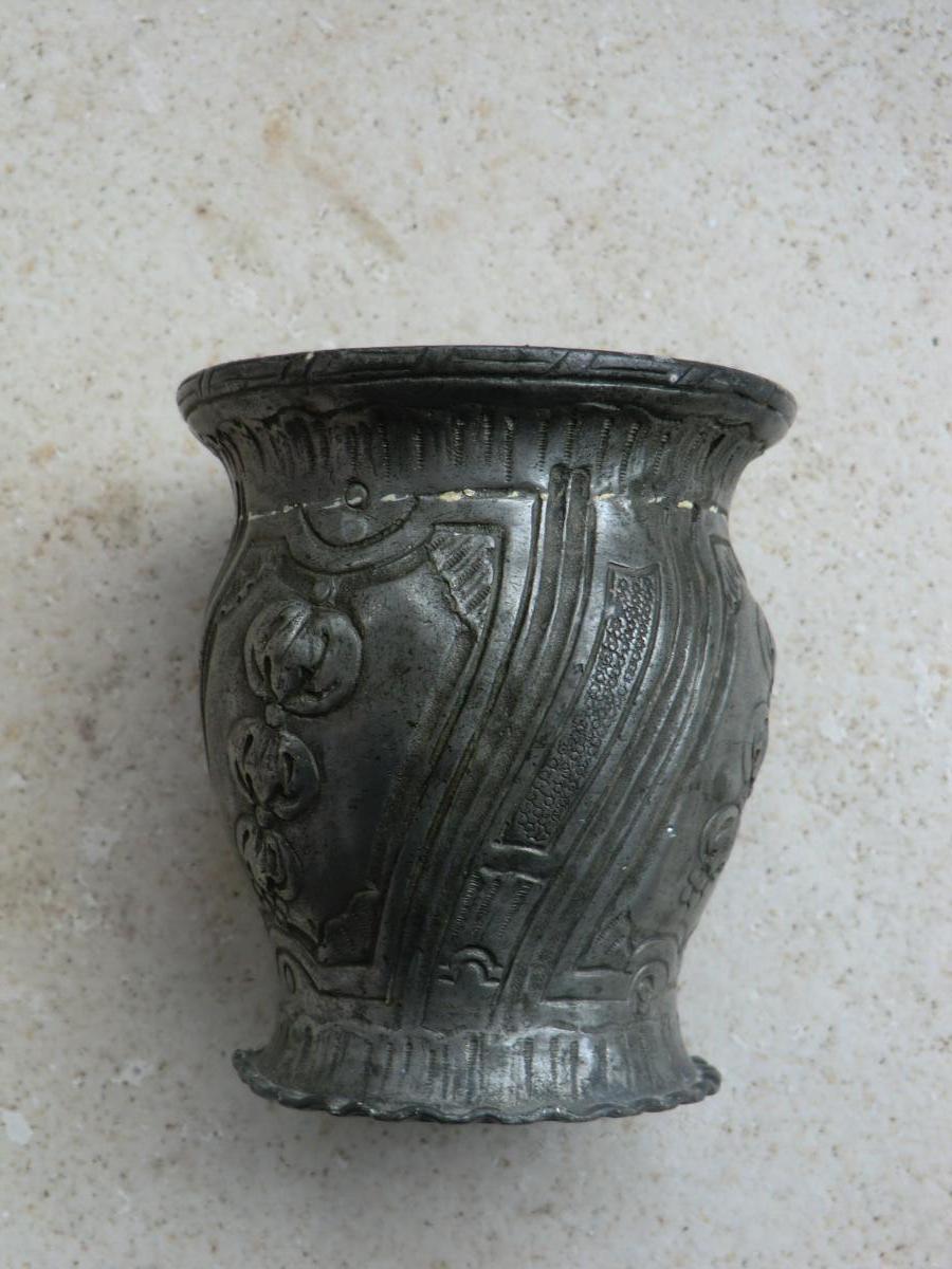 Tin Cup Punch Crown 17 / 18th Century-photo-2