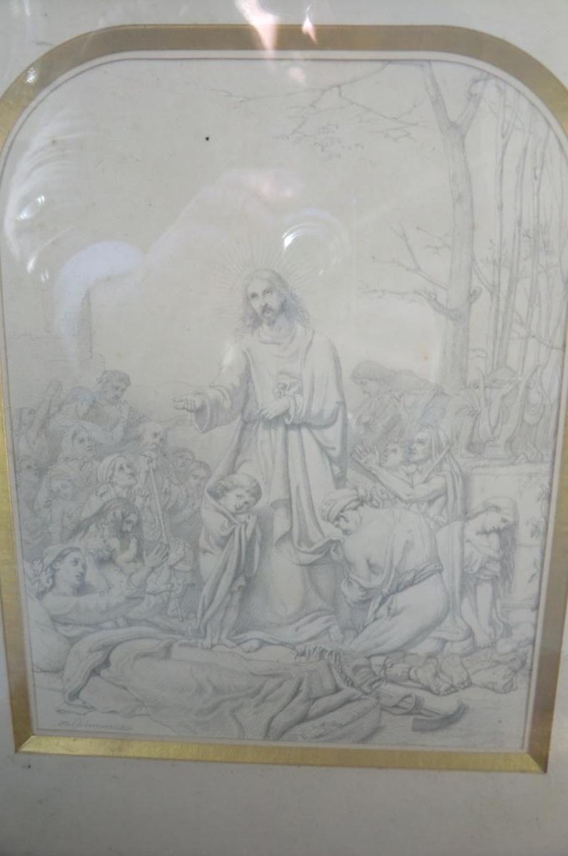 Dessin Scene Du Christ Signée Boischevalier-photo-2