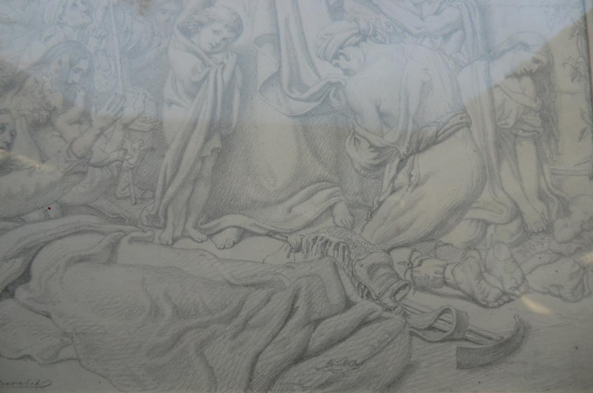 Dessin Scene Du Christ Signée Boischevalier-photo-2