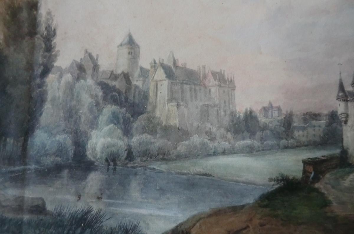 Edme François Ricois 1795/1881 Vue De Chateau-photo-4
