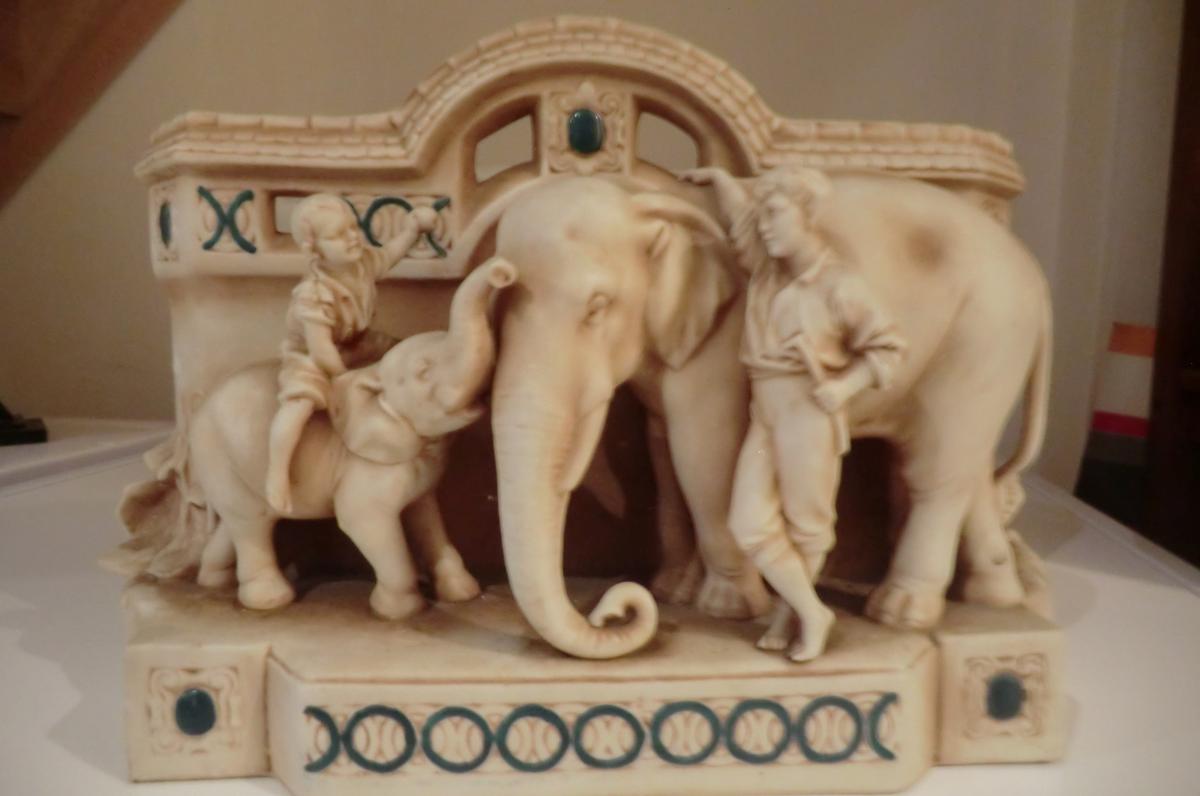 Elephant And Her Cornac In The Taste Of Royal Dux Bohemia Austria