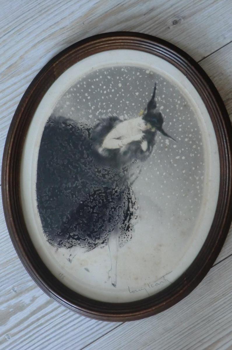 Louis Icart Elegant Engraving In Hat