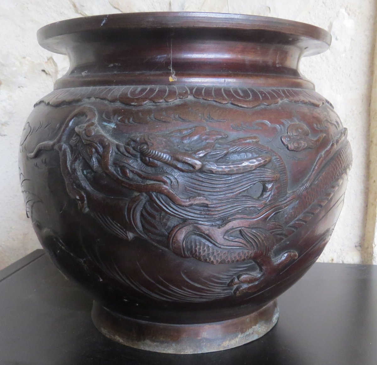 Vase Bronze Vietnam Indochine avec cachet-photo-2