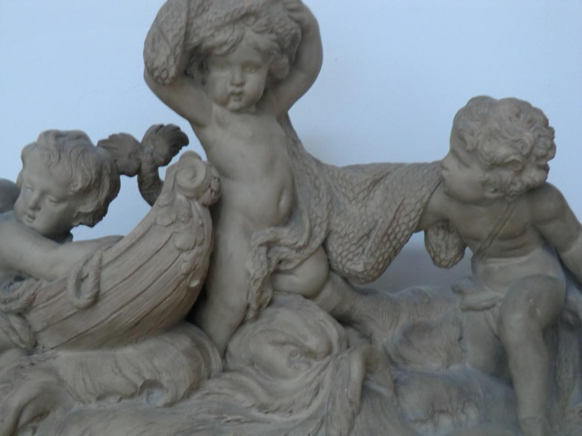 Terracotta Cherubs Signed Cholin-photo-3