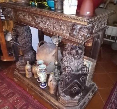 Haute Epoque Style Console With Heraldic Lions-photo-3