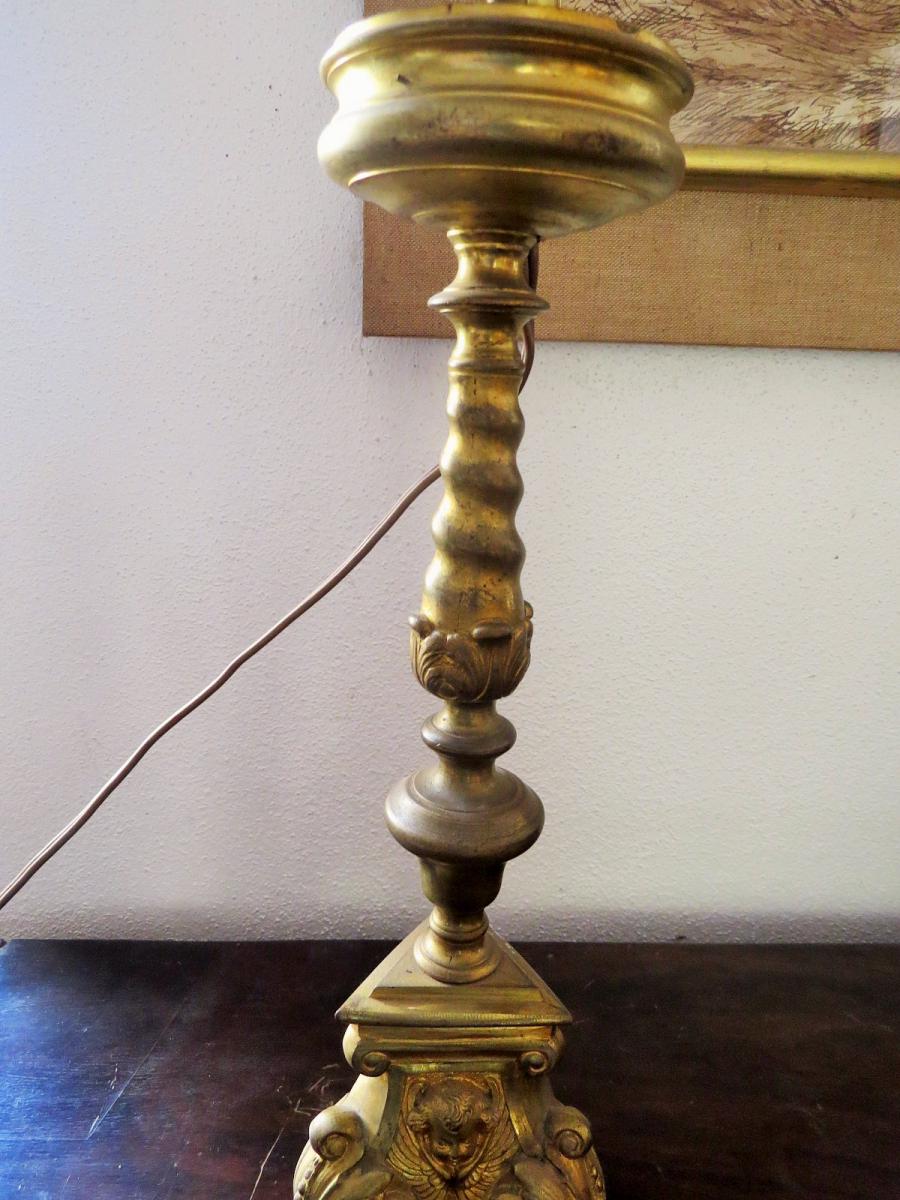 Pique Dutch Gilt Bronze Candle-photo-4