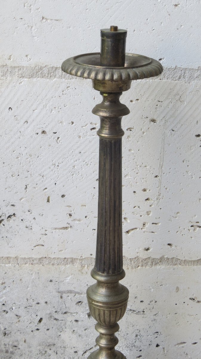 Religious Candle Pique In Silver Bronze-photo-2