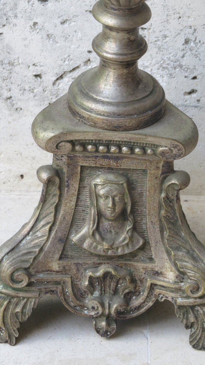 Religious Candle Pique In Silver Bronze-photo-4