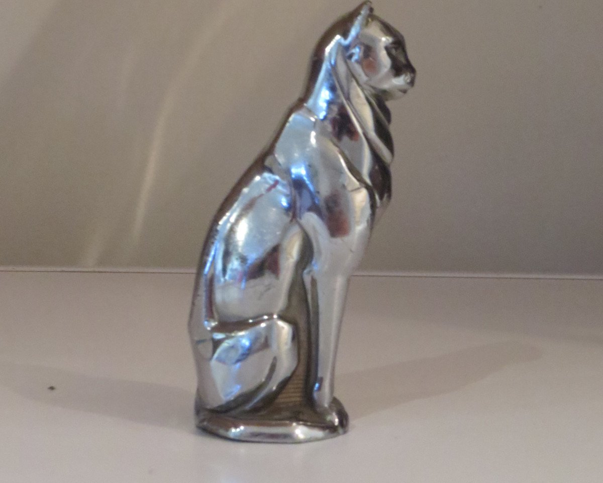 Automobile Mascot Sitting Cat Silver Bronze-photo-4