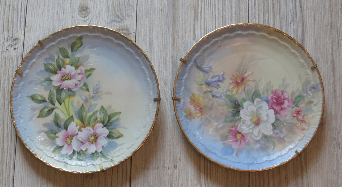 Pair Of Limoges Floral Decor Plates