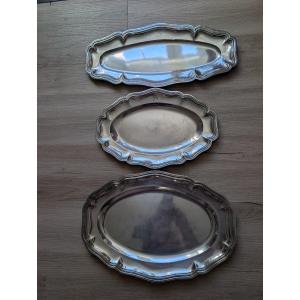 orfevre boulanger 3 grands plats armoiries blasons en metal argenté