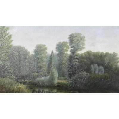 Painting Landscape Signed Baudin 1885