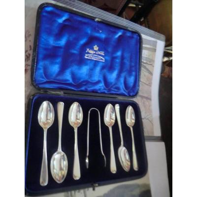 Service A Cafe Argent Massif Anglais Dans Son Coffret