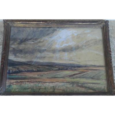 Halbout Du Tanney Georges Paysage Aquarelle Perigord Bourdeilles