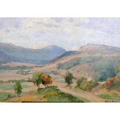 Table Landscape Signed René Joly De Beynac