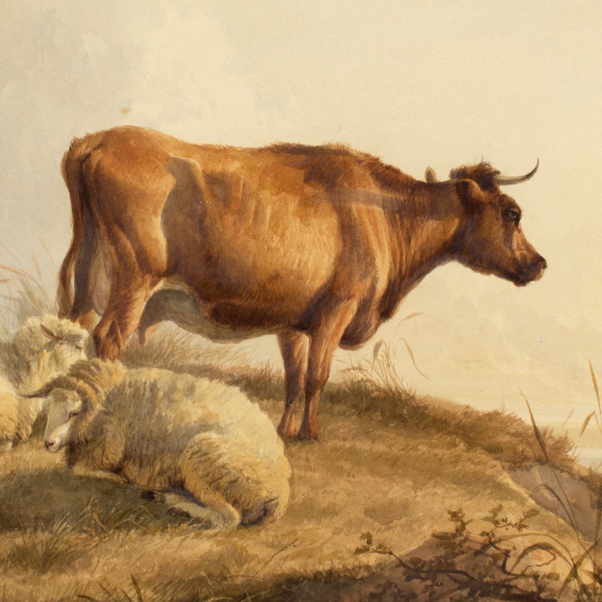 Thomas Sidney Cooper Ra, Cow & Sheep In A Landscape-photo-3