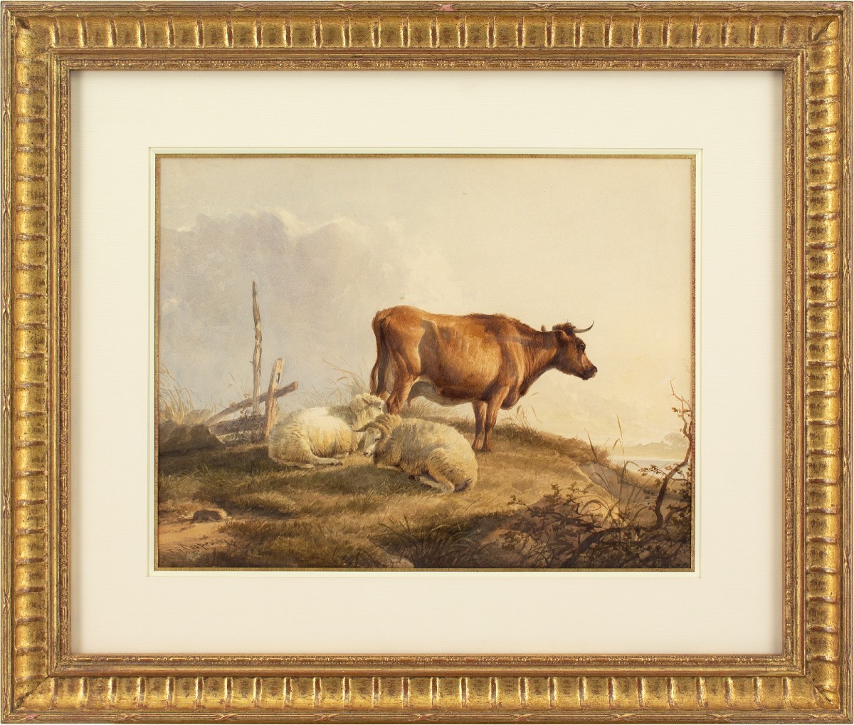 Thomas Sidney Cooper Ra, Cow & Sheep In A Landscape
