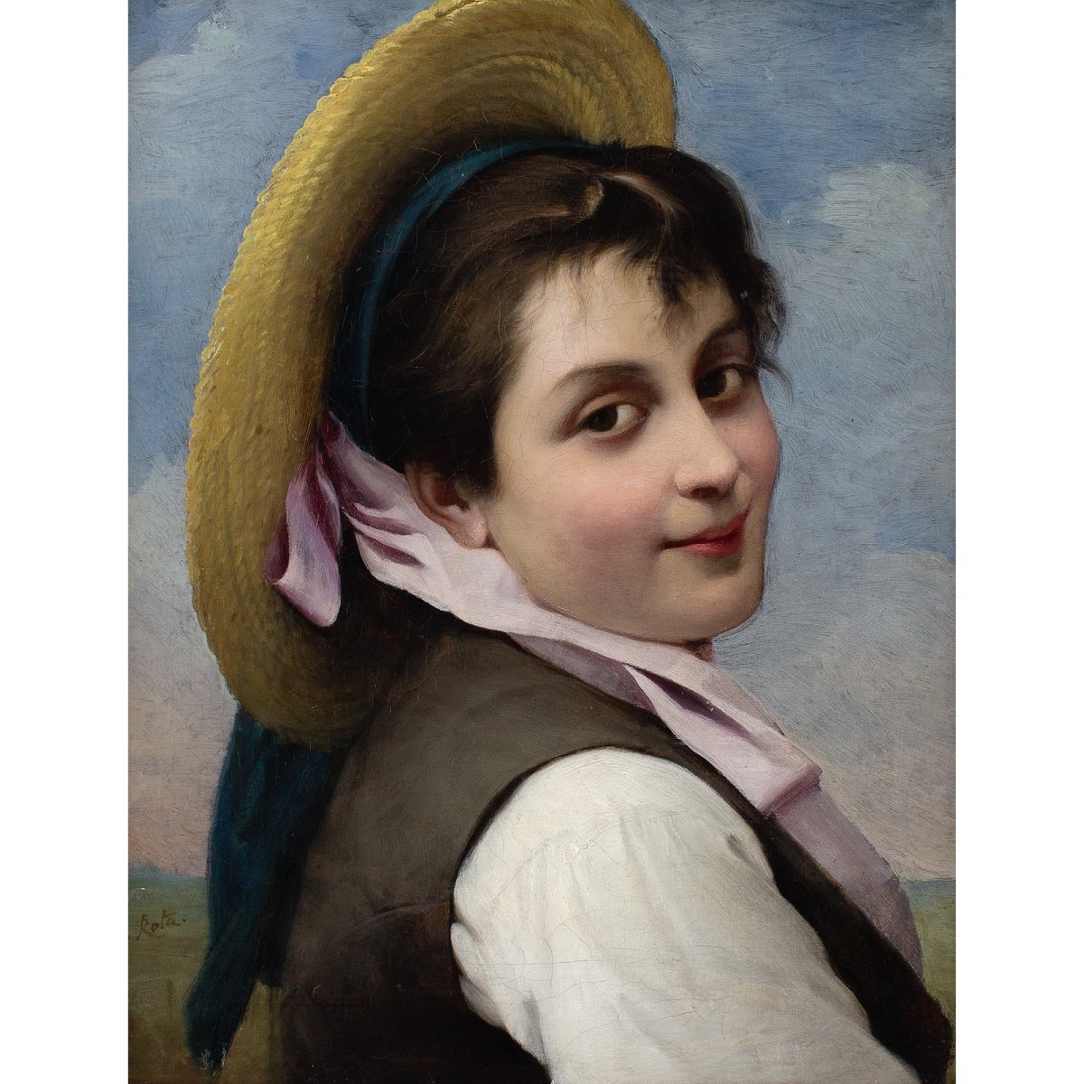 Giovanni Rota, Portrait Of A Girl In A Straw Hat-photo-2