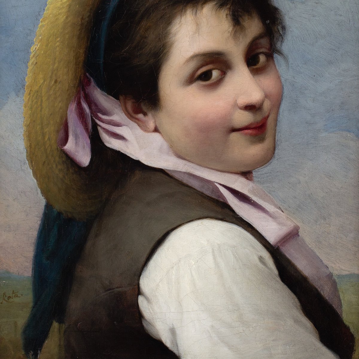 Giovanni Rota, Portrait Of A Girl In A Straw Hat-photo-4