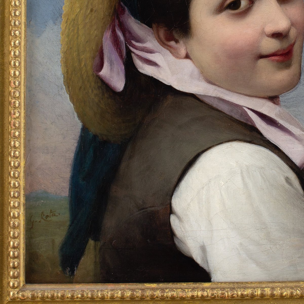 Giovanni Rota, Portrait Of A Girl In A Straw Hat-photo-2
