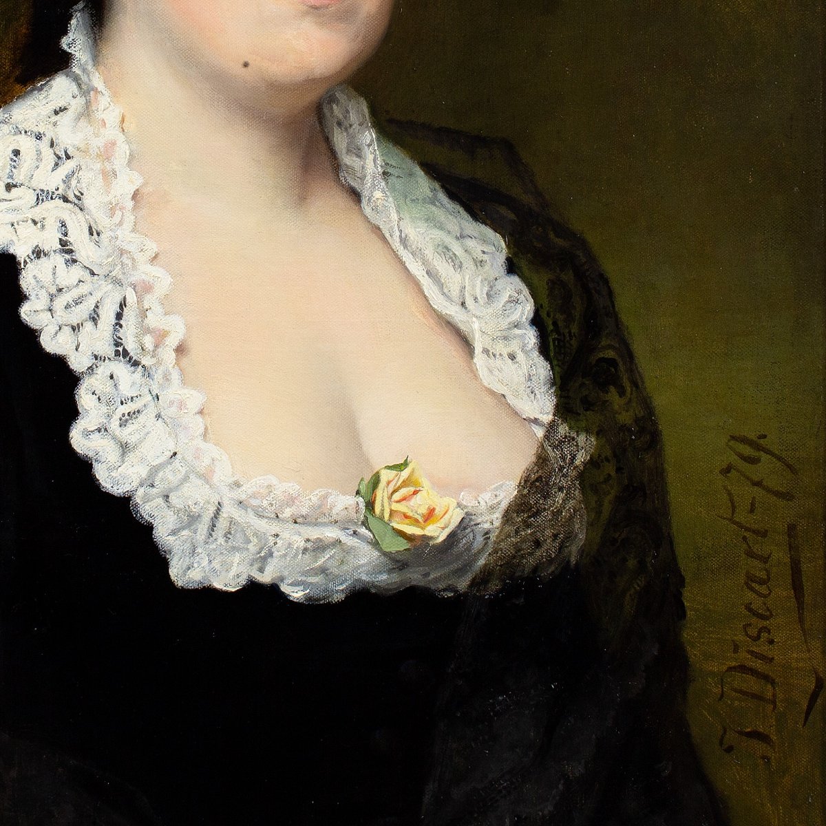Jean Baptiste Discart, Portrait Of A Lady With A Yellow Rose-photo-4