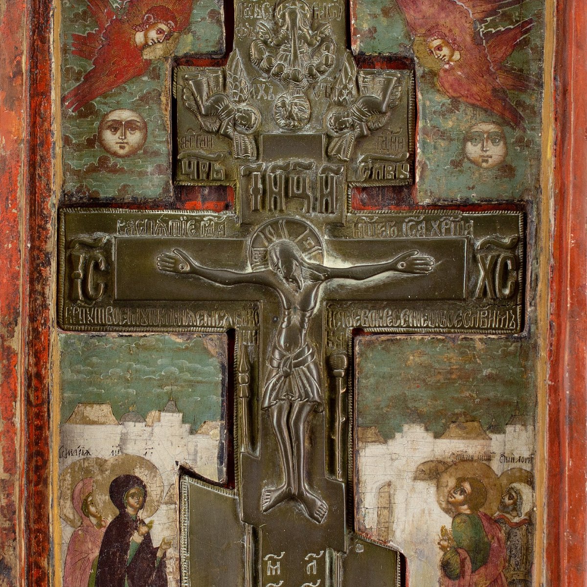 Early 18th-century Russian Icon, Volga Masters (circle) The Crucifixion-photo-3