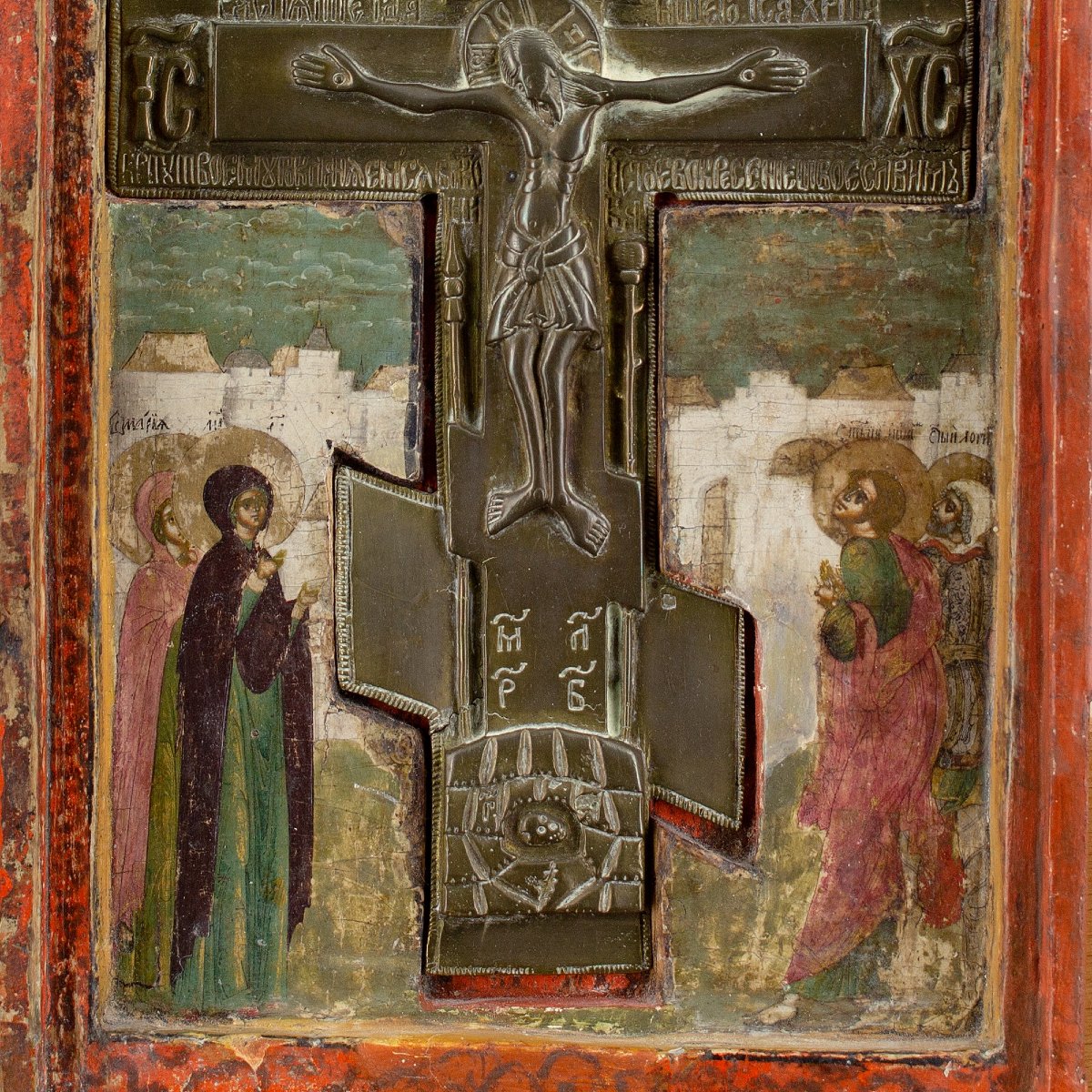 Early 18th-century Russian Icon, Volga Masters (circle) The Crucifixion-photo-4