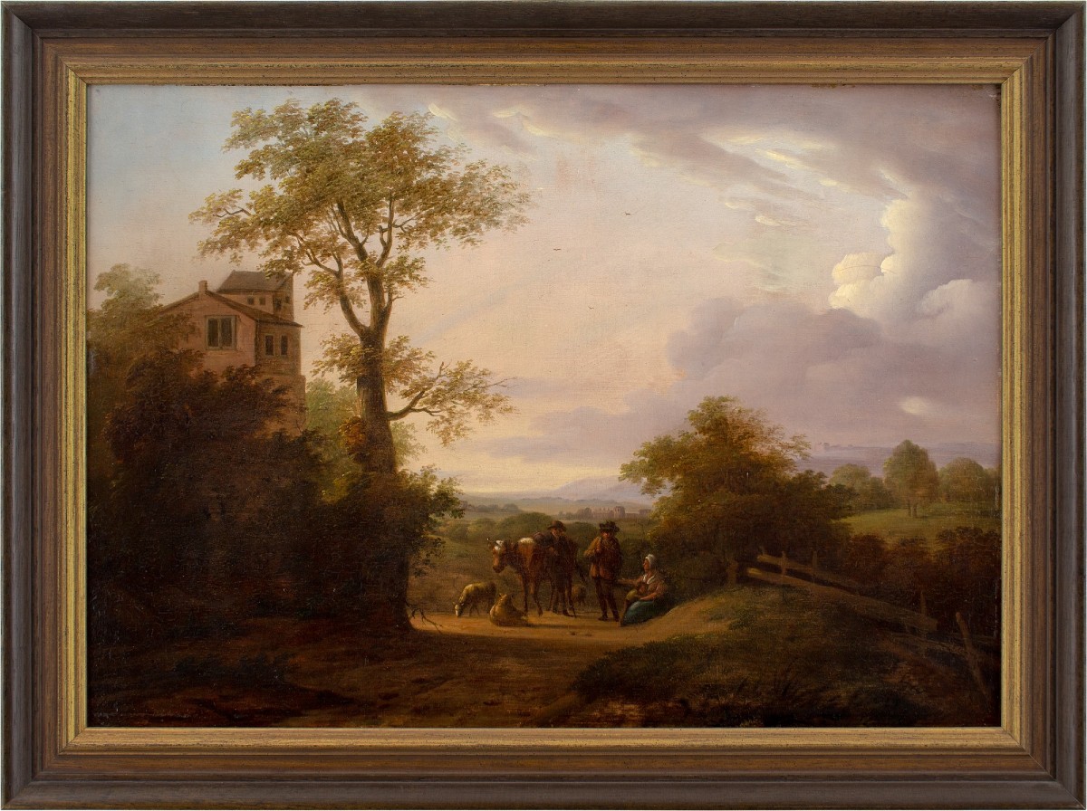 Mid-18th-century Dutch School, Landscape With Travellers, Distant View & Building