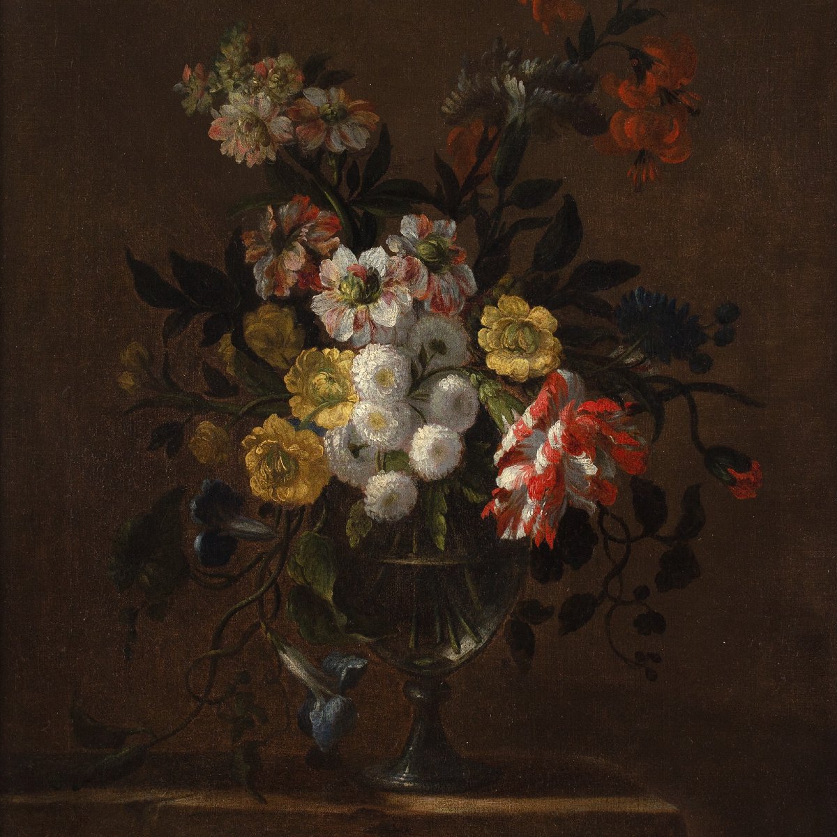 Charles-Gilles Dutillieu (Cercle), Nature Morte Aux fleurs Et Vase En Verre-photo-2