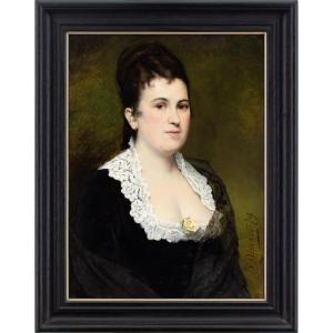 Jean Baptiste Discart, Portrait Of A Lady With A Yellow Rose